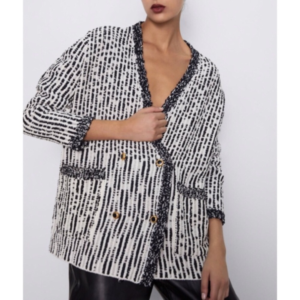 ✨⚡️💥 LAST DAY💥⚡️✨ NWT ZARA Tweed Cardigan - Picture 2 of 4
